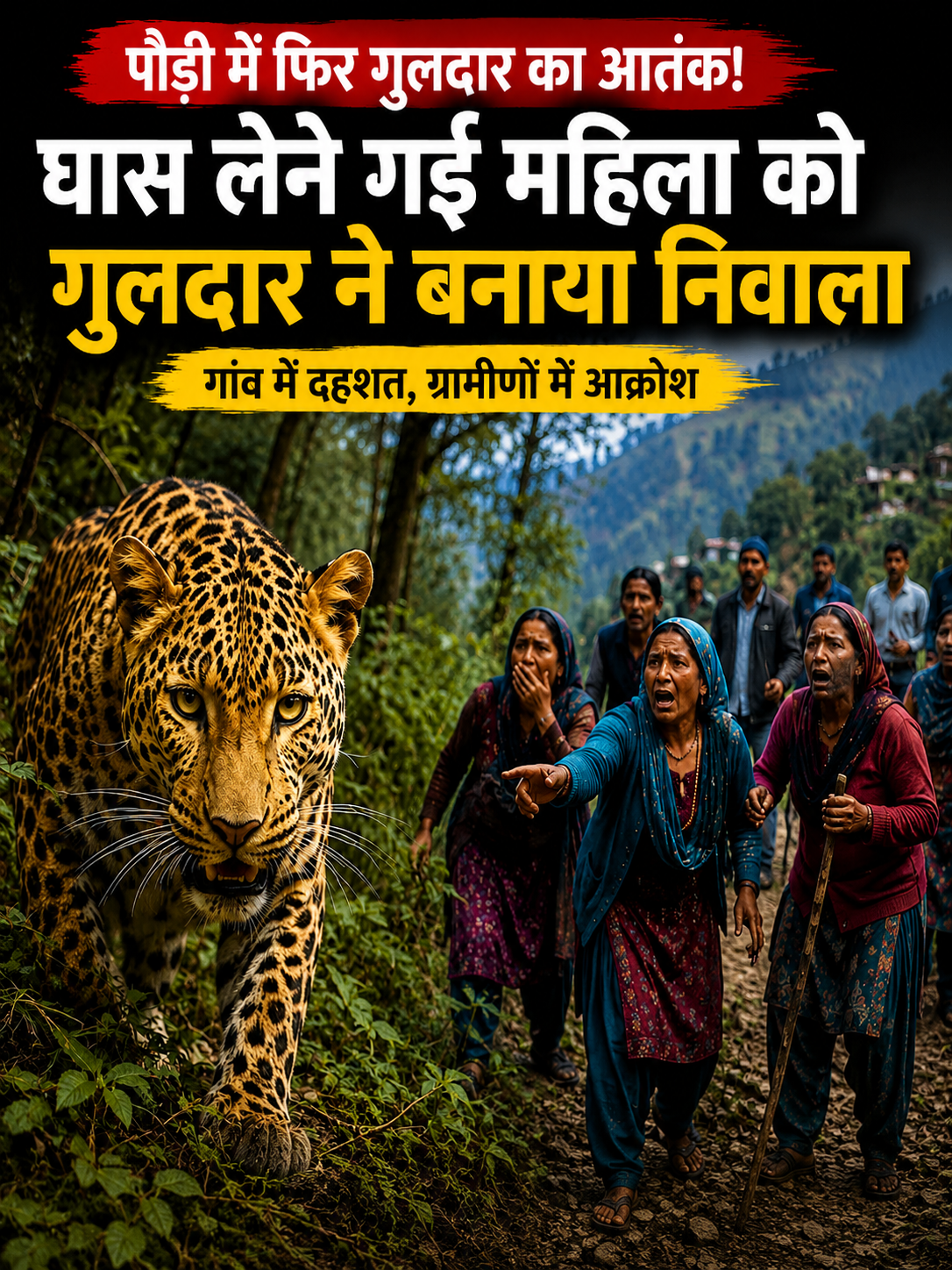 पौड़ी में घास लेने गई महिला को गुलदार ने बनाया निवाला, गांव में दहशत
