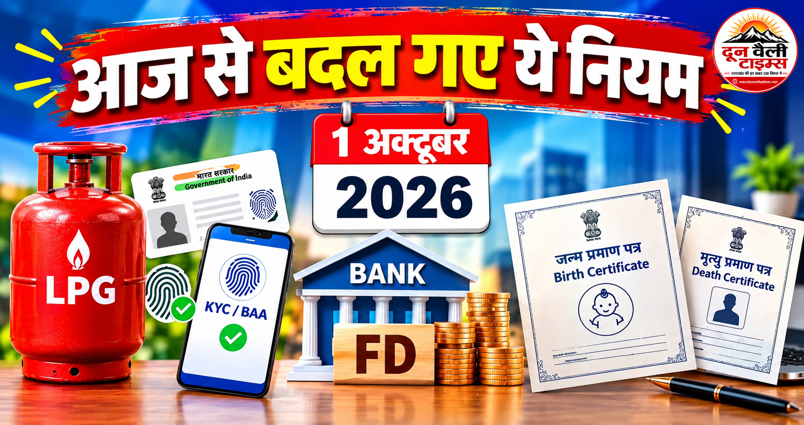 आज से नए नियम: LPG, FD और जन्म-मृत्यु पंजीकरण में बड़े बदलाव