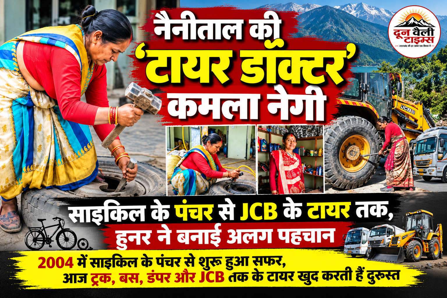 नैनीताल की ‘टायर डॉक्टर’ कमला नेगी: साइकिल के पंचर से JCB के टायर तक, हुनर ने बनाई अलग पहचान